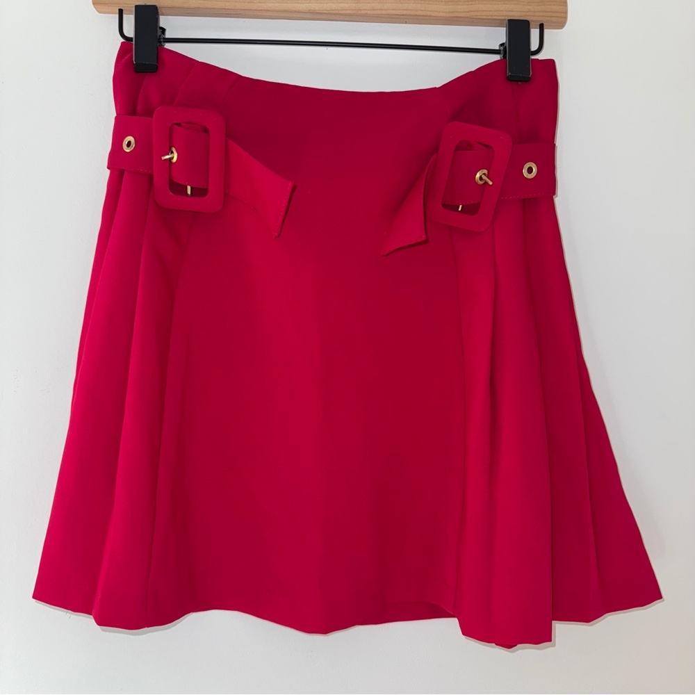 Zara Hot Pink Mini Skirt with Statement Buckle‎ Detail Size XS